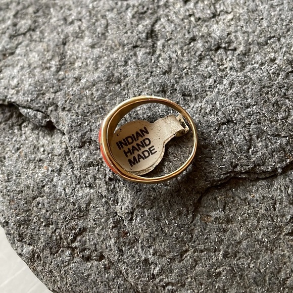 Vintage Zuni Native American Gold Red Coral Ring - Picture 10 of 10